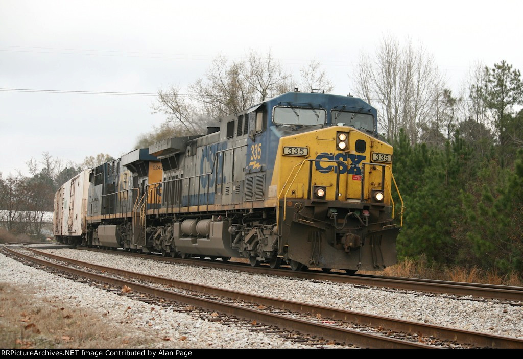 CSX 335 and 5246 roll past Valleywood Road